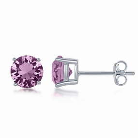 Sterling Silver 6mm Light Purple Amethyst Earrings