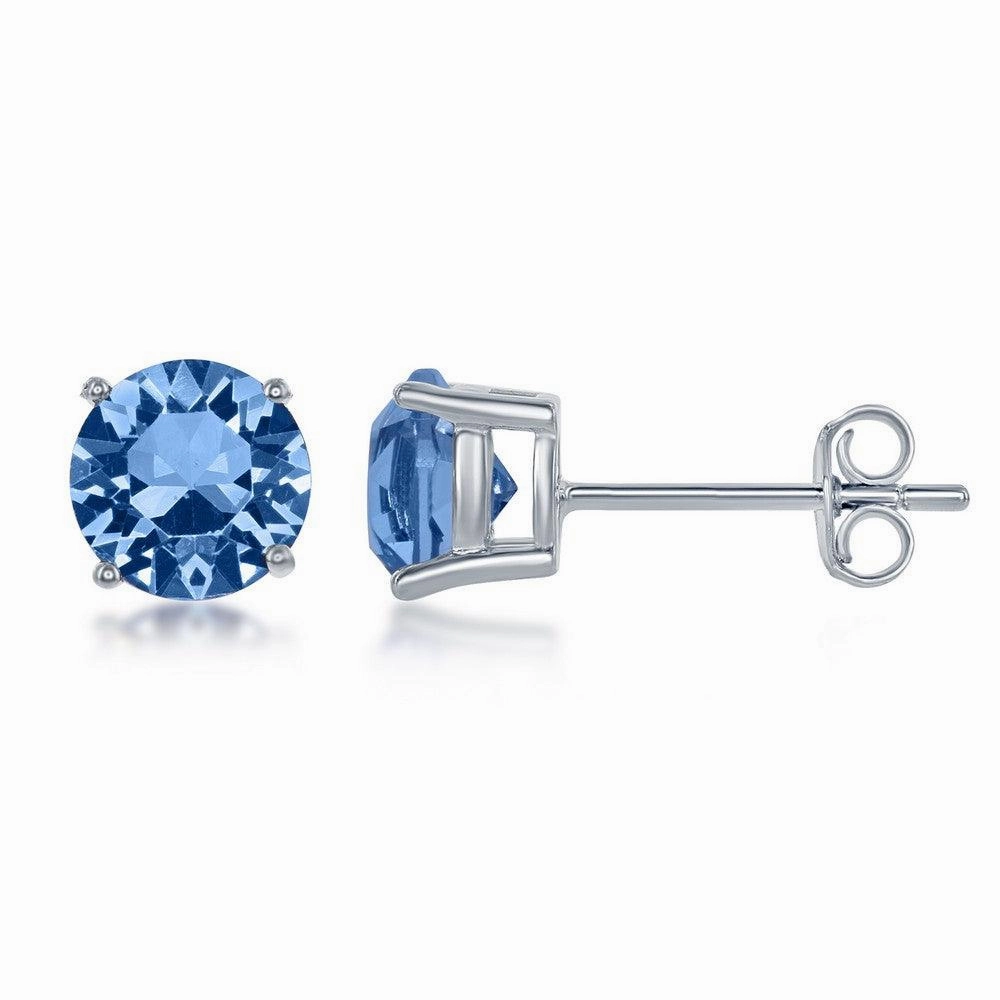 Sterling Silver 6mm Light Sapphire Earrings
