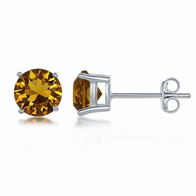 Sterling Silver 6mm Yellow Topaz Stud Earrings