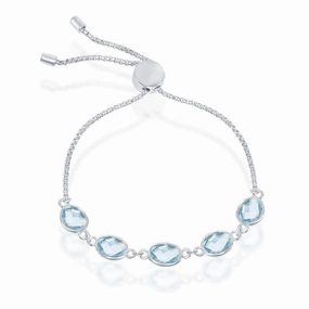 Sterling Silver 7.85cttw Blue Topaz Oval Linked Bolo Bracelet