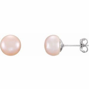 Sterling Silver 7-8 mm Cultured White Freshwater Pearl Earrings