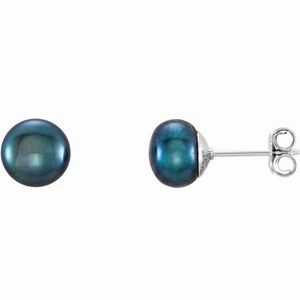 Sterling Silver 7-8 mm Cultured White Freshwater Pearl Earrings