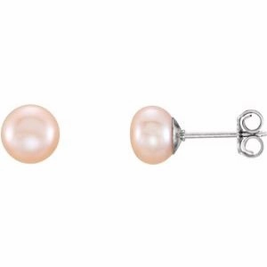 Sterling Silver 7-8 mm Cultured White Freshwater Pearl Earrings