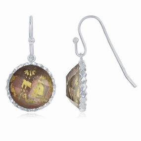 Sterling Silver Abalone Gold Specs Doublet Earrings