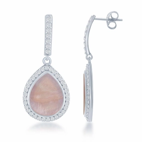 Sterling Silver Abalone MOP Teardrop Earrings