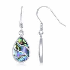 Sterling Silver Abalone Waves Teardrop Earrings
