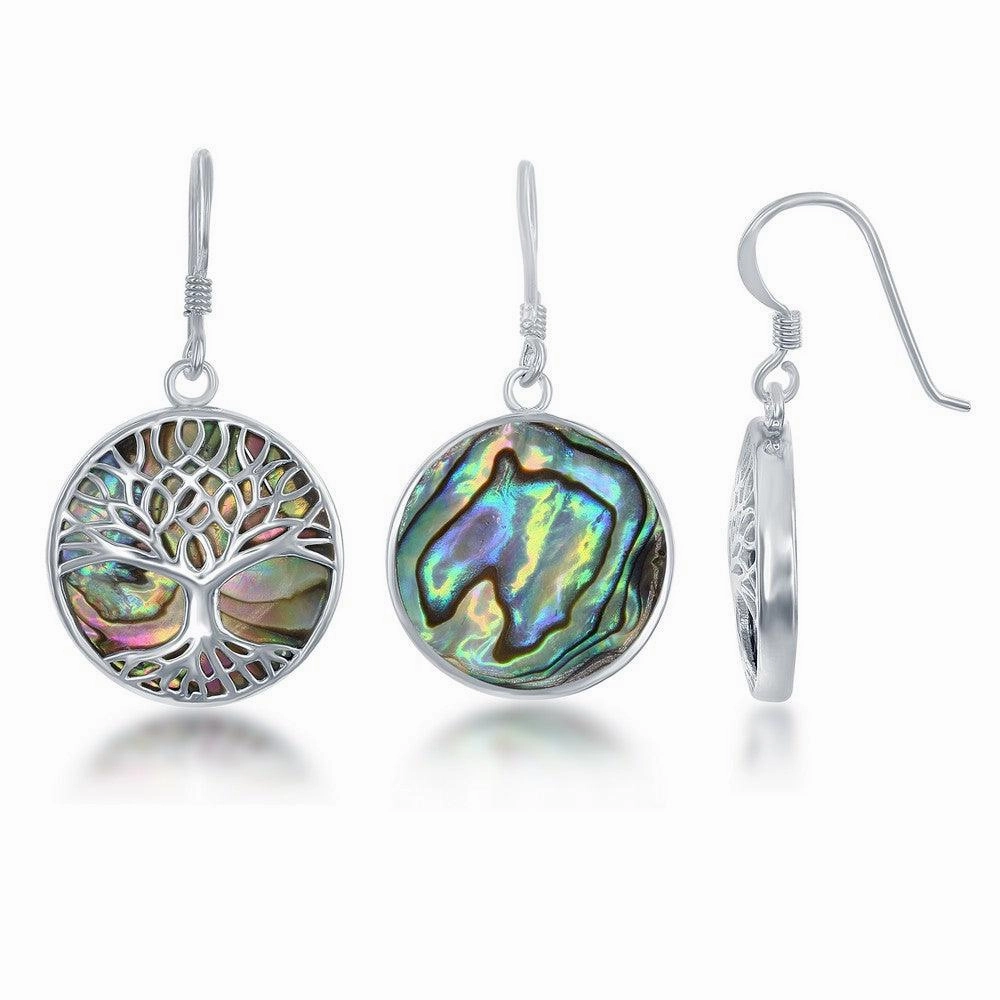 Sterling Silver Abalone with Tree of Life Earrings