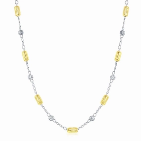 Sterling Silver Alternating Two Tone Beads Necklace