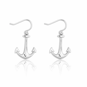 Sterling Silver Anchor Dangling Earrings