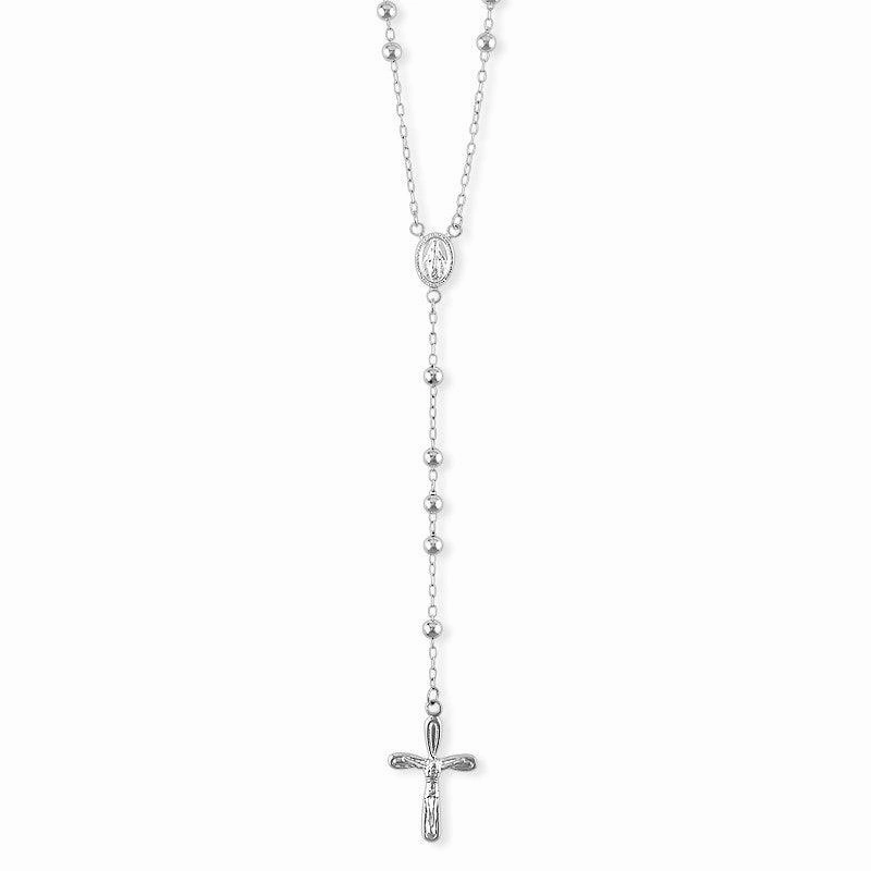 Sterling Silver Beaded Rosary Necklace
