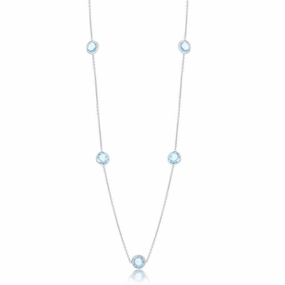 Sterling Silver Bezel-Set 26.964cttw Blue Topaz Necklace