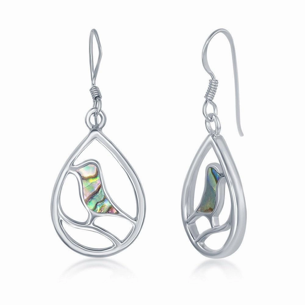 Sterling Silver Bird Pearshaped Earrings - Abalone