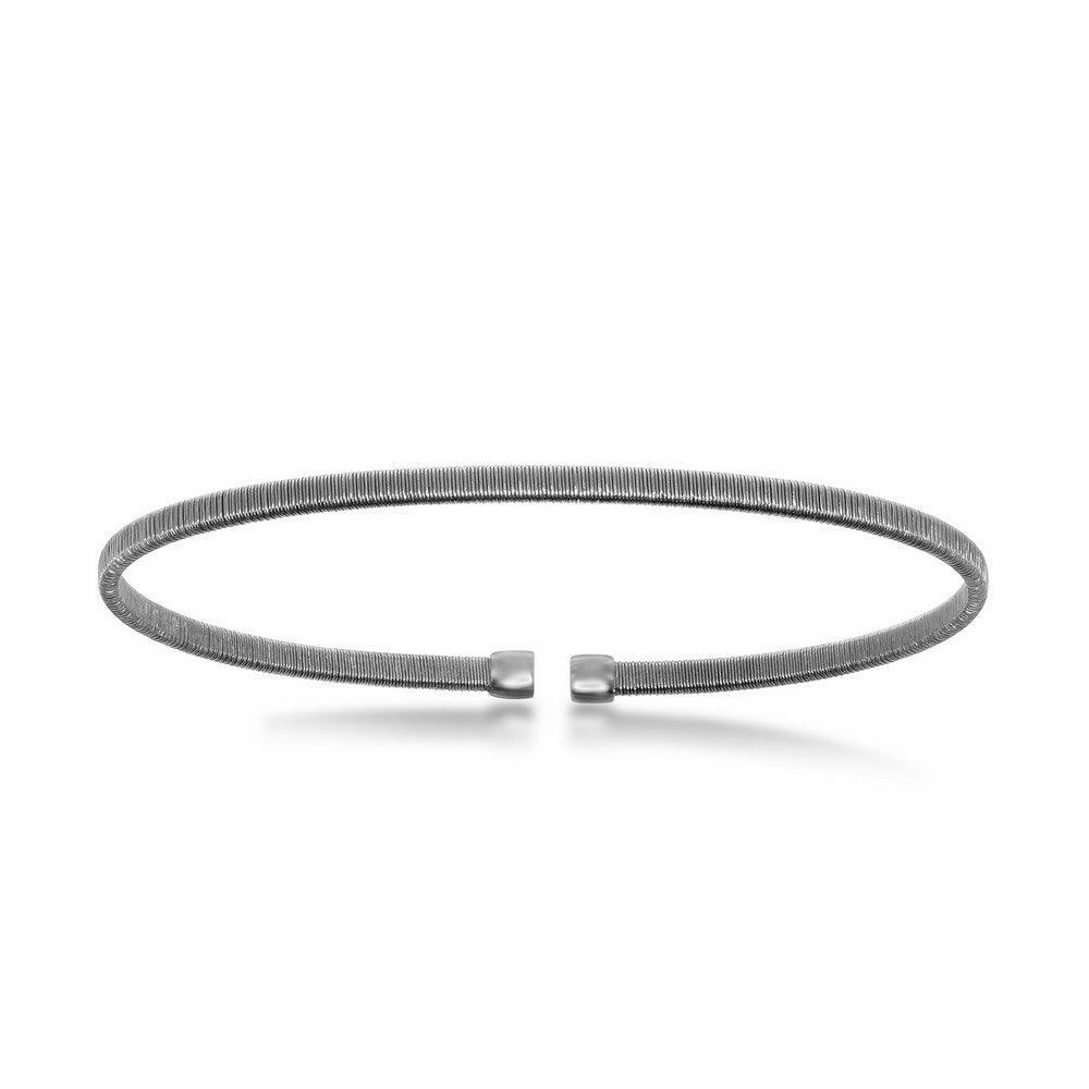 Sterling Silver Black Rhodium Wire Designer Bangle