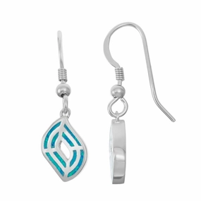 Sterling Silver Blue Inlay Opal Marquise Earrings