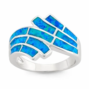 Sterling Silver Blue Inlay Opal Ring - W-9658