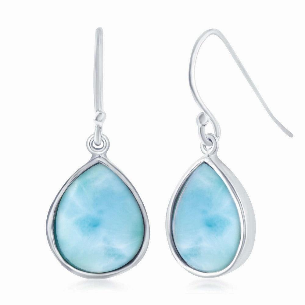 Sterling Silver Blue Teardrop Earrings