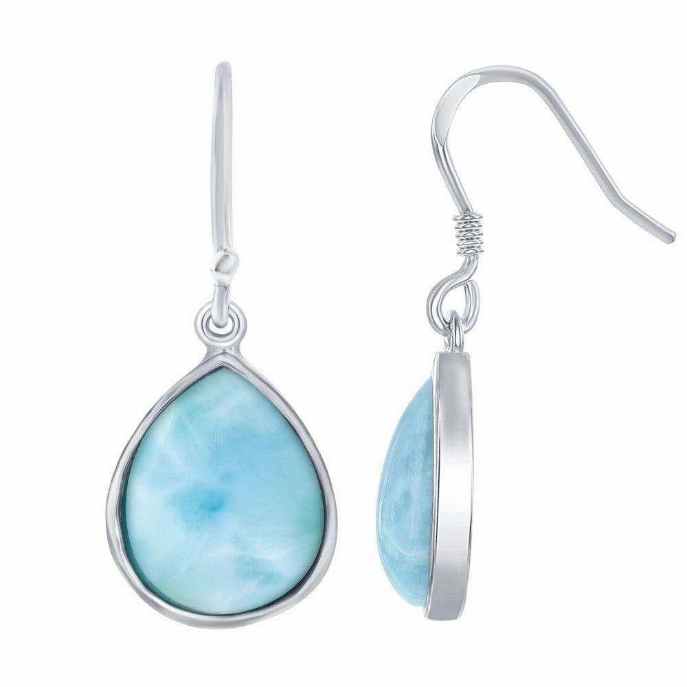 Sterling Silver Blue Teardrop Earrings