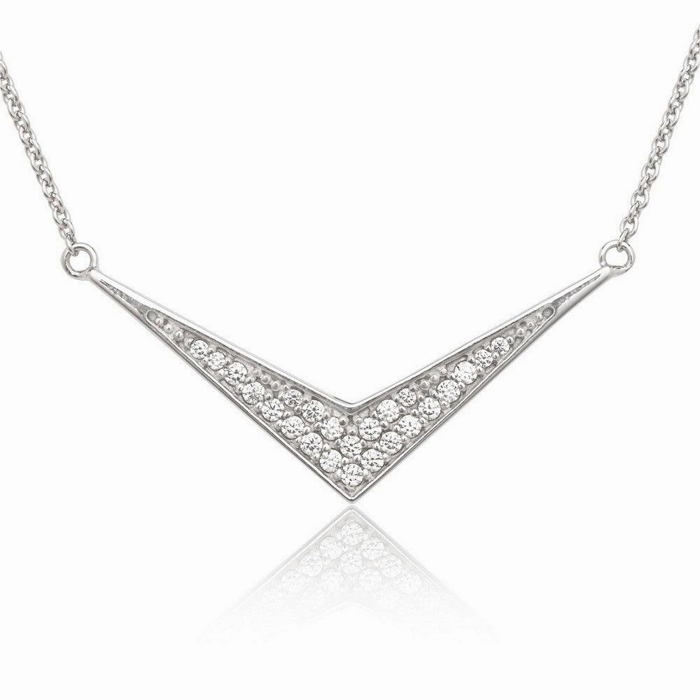 Sterling Silver Boomerang Cubic Zirconia Necklace