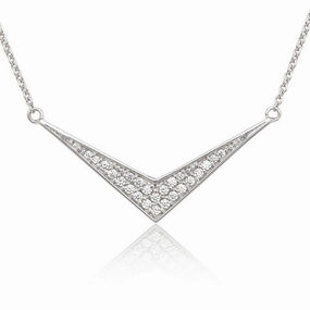 Sterling Silver Boomerang Cubic Zirconia Necklace