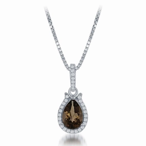 Sterling Silver Brown Pear Smokey quartz Necklace