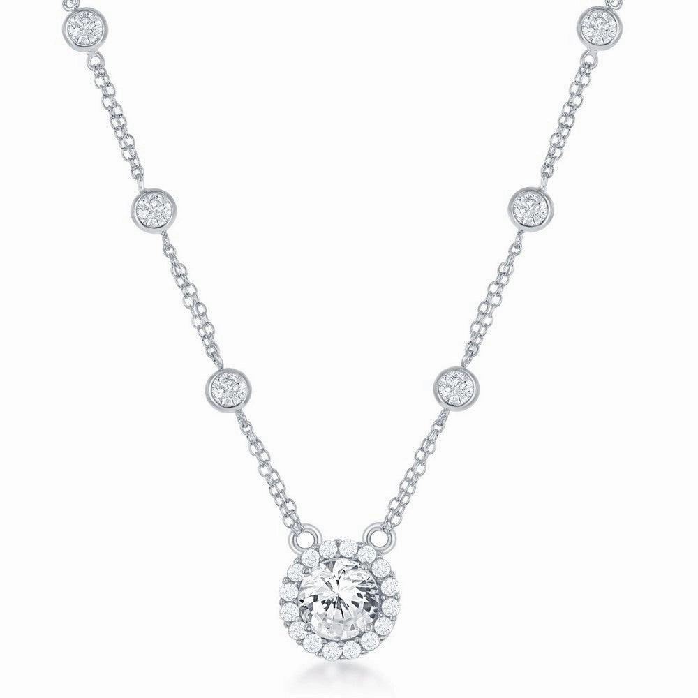 Sterling Silver By The Yard with Round CZ Necklace
