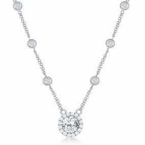 Sterling Silver By The Yard with Round CZ Necklace