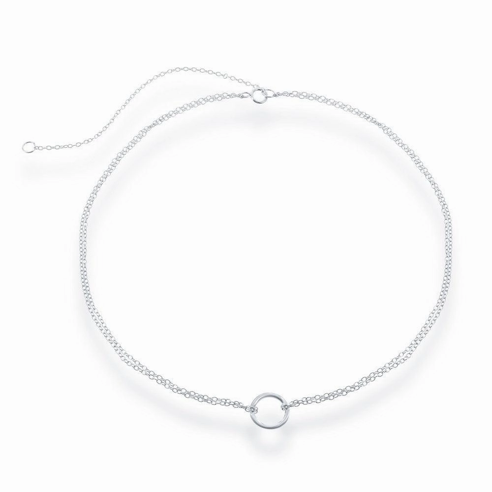 Sterling Silver Center Open Circle Choker