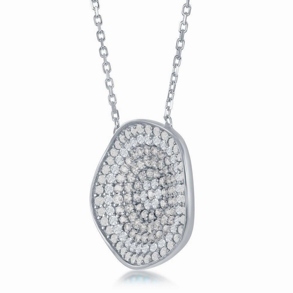 Sterling Silver Center Round Cubic Zirconia Necklace