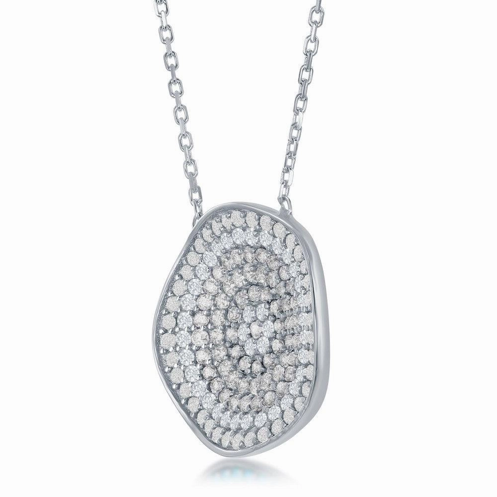 Sterling Silver Center Round Cubic Zirconia Necklace