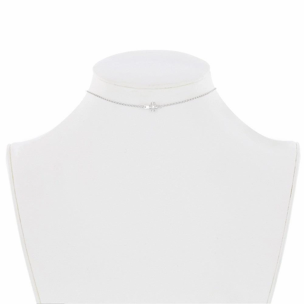 Sterling Silver Center Small Sideways Cross Choker Necklace