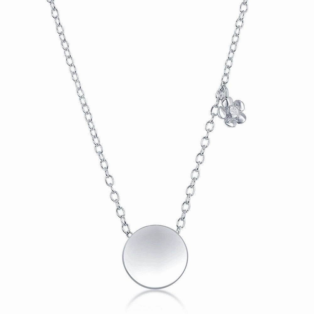 Sterling Silver Circle Necklace and Earrings Set