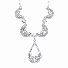 Sterling Silver Crescent Shape Teardrop Necklace