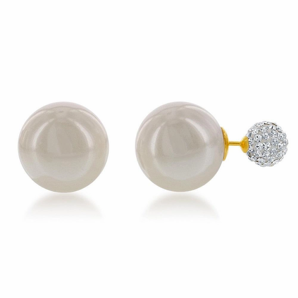 Sterling Silver Crystal Bead Pearl Back Earrings