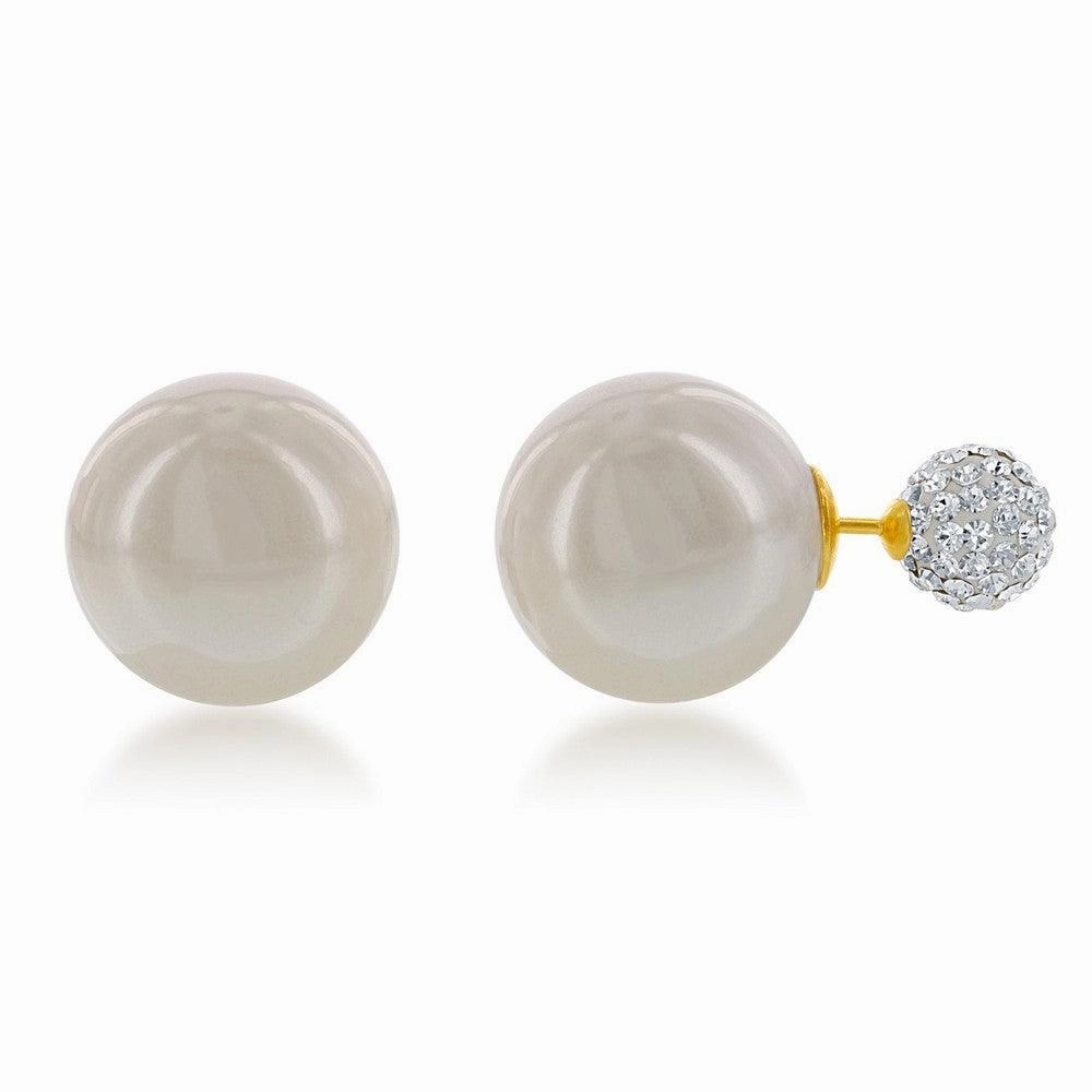 Sterling Silver Crystal Bead Pearl Back Earrings