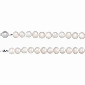 Sterling Silver Cultured White Freshwater Pearl 18" Necklace