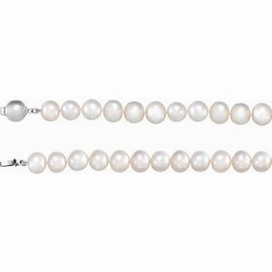 Sterling Silver Cultured White Freshwater Pearl 18" Necklace