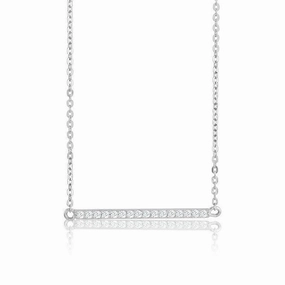Sterling Silver CZ Bar Necklace