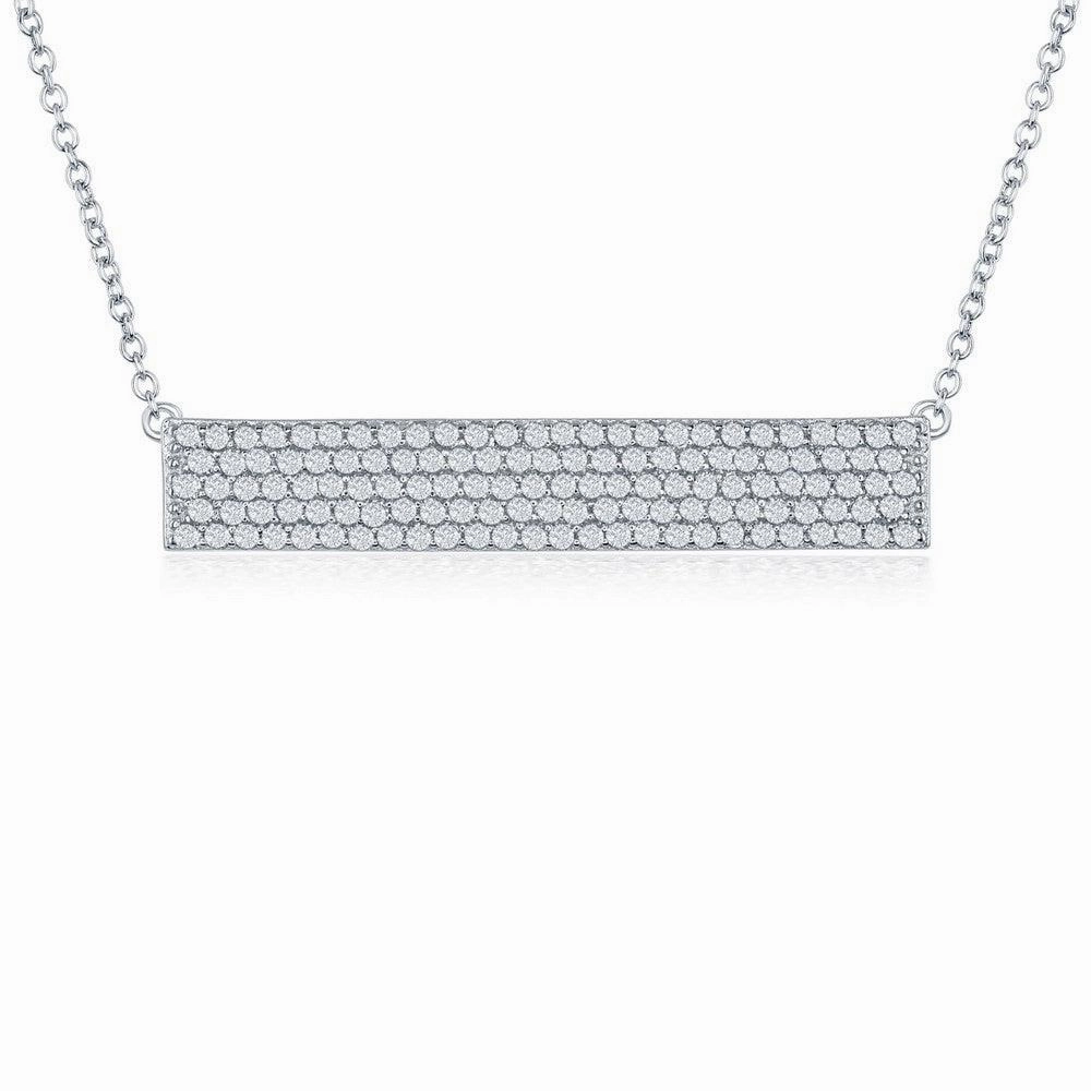 Sterling Silver CZ Bar Necklace
