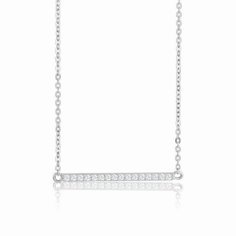 Sterling Silver CZ Bar Necklace