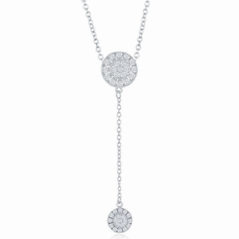 Sterling Silver CZ Circle with Y Design Necklace
