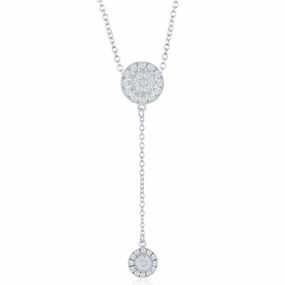 Sterling Silver CZ Circle with Y Design Necklace