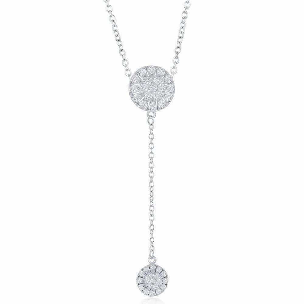 Sterling Silver CZ Circle with Y Design Necklace