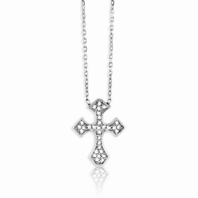 Sterling Silver CZ Cross Design Necklace
