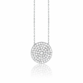 Sterling Silver CZ Disc Design Necklace