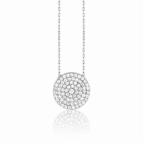 Sterling Silver CZ Disc Design Necklace