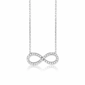 Sterling Silver CZ Infinity Design Necklace