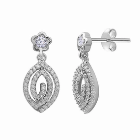 Sterling Silver CZ Marquise Earrings