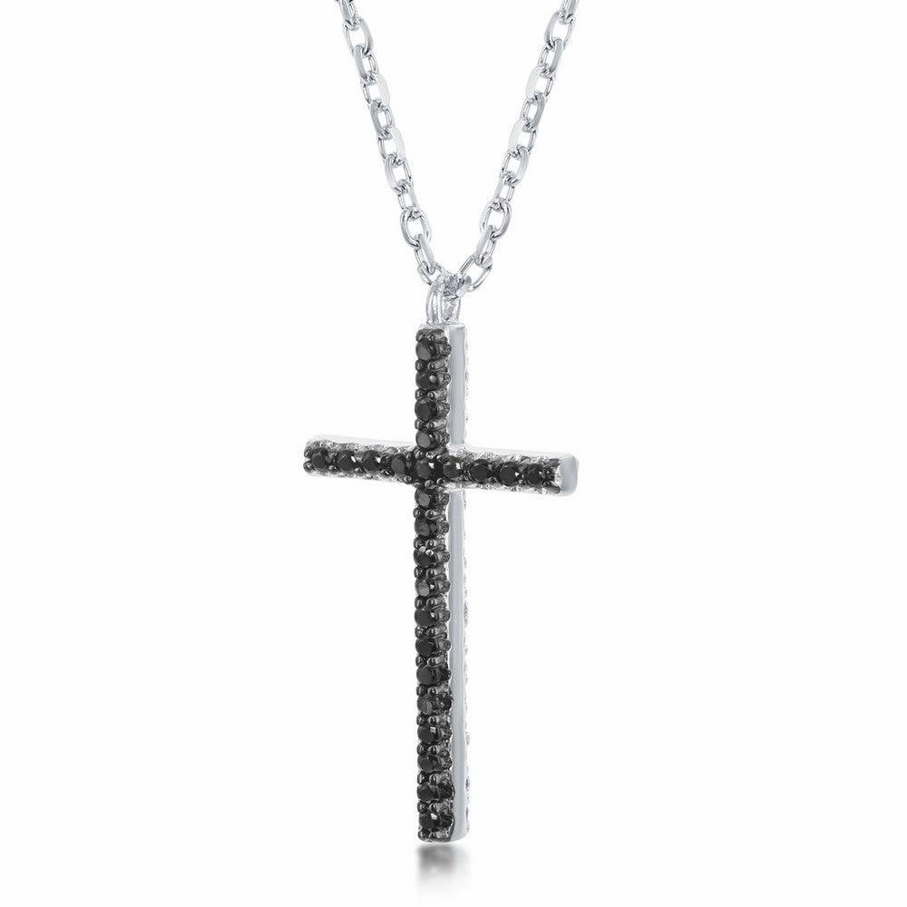 Sterling Silver CZ Reversible Cross Necklace