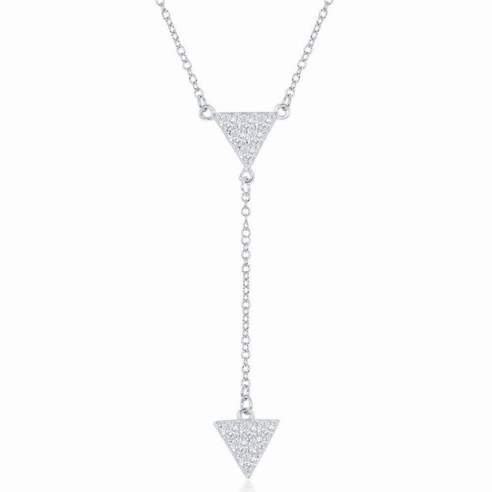 Sterling Silver CZ Triangle with Y Design Necklace