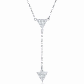 Sterling Silver CZ Triangle with Y Design Necklace